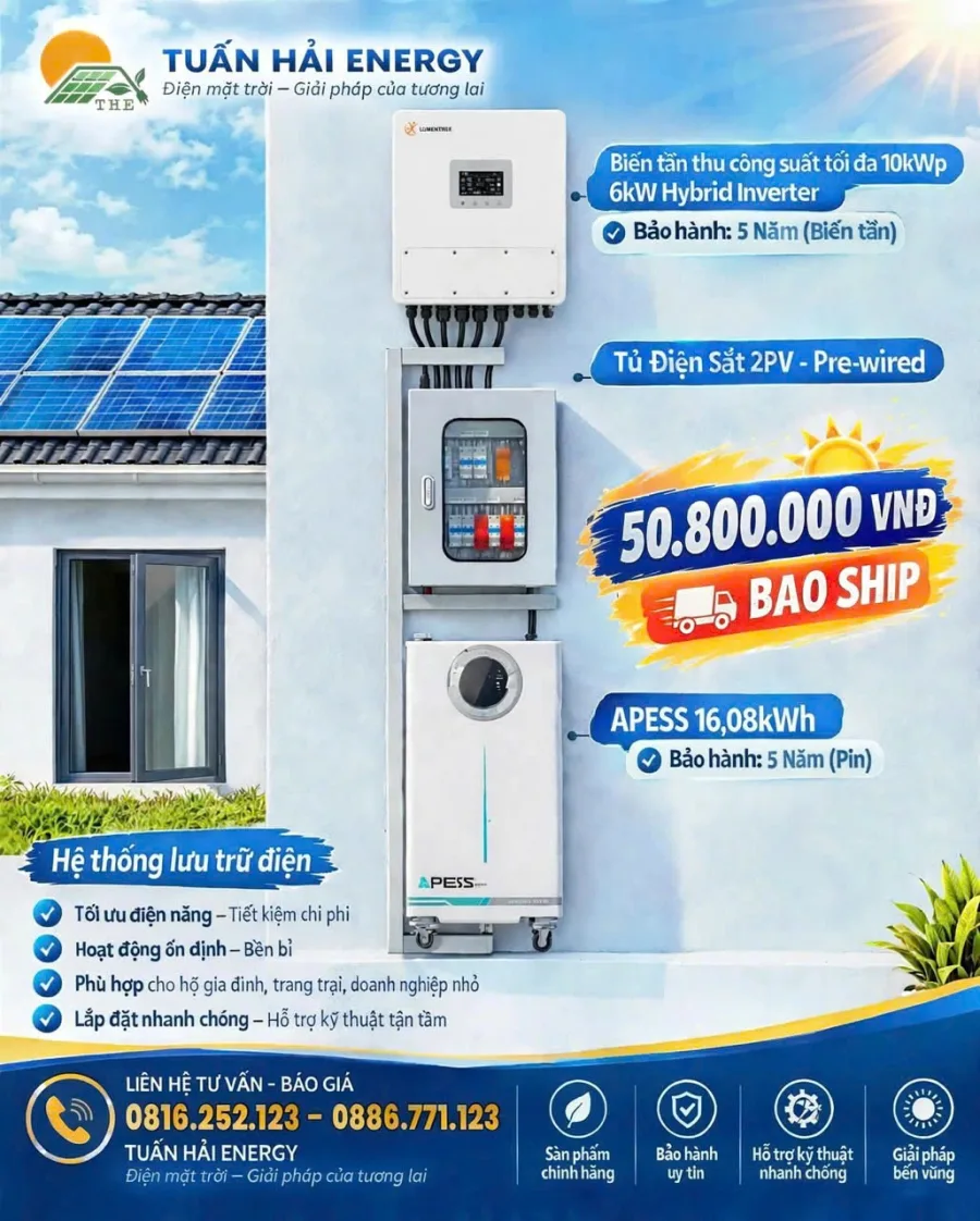 Combo lưu trữ Lumentree 6kW + Apess 16,08kWh