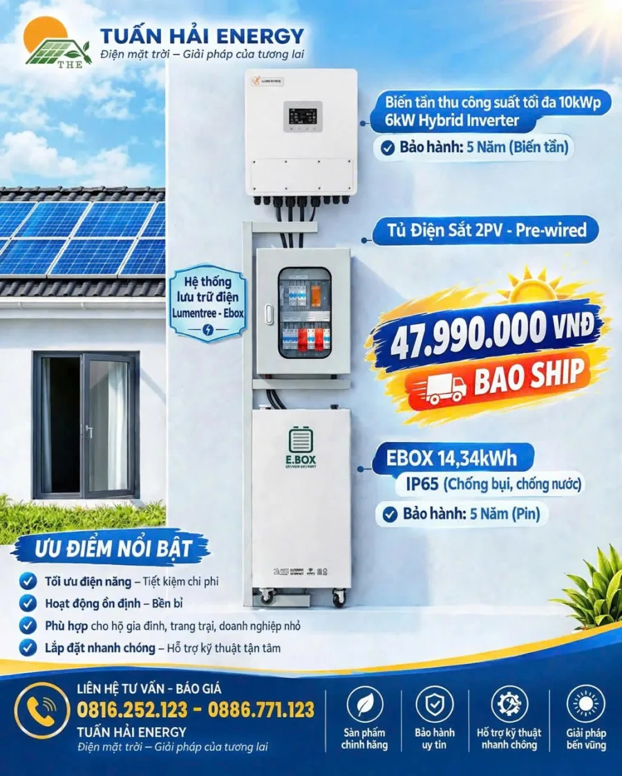 Combo lưu trữ Lumentree 6kW + Ebox 14,34kWh